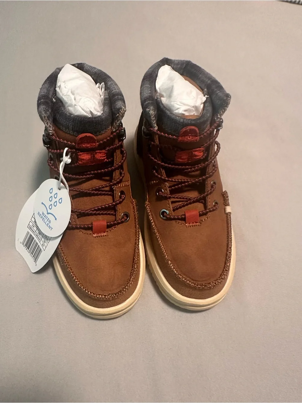 Hey Dude Kids Tan Suede Lace-Up Ankle Boots